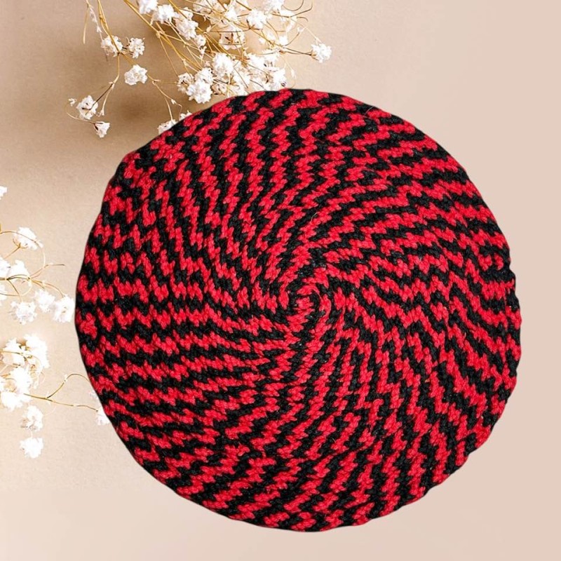 Dessous de plat rond rouge et noir