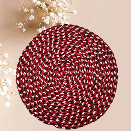 Dessous de plat rond rouge,noir,blanc