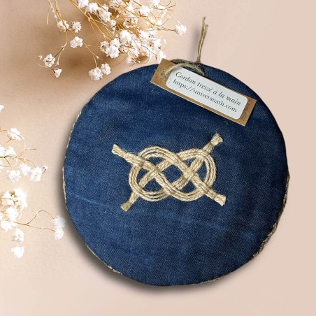 Dessous de plat rond en jean noeud marin