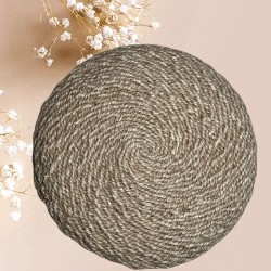 Dessous de plat rond en jean noeud marin