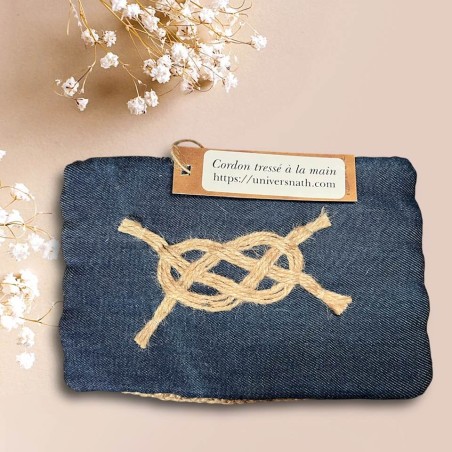 Dessous de plat rectangulaire en jean noeud marin