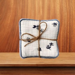Lot de 6 Lingettes Imprimées Bleues Lavables