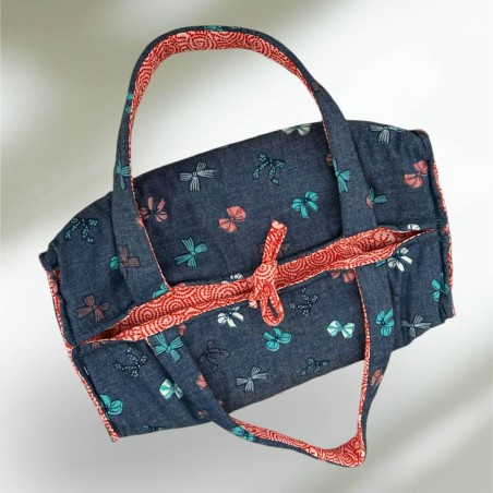 Sac à Cake Réversible Chambré Bleu et Orange