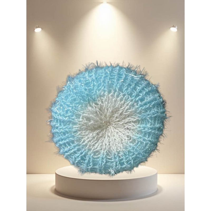 Eponge tawashi lavable bleu clair et blanche