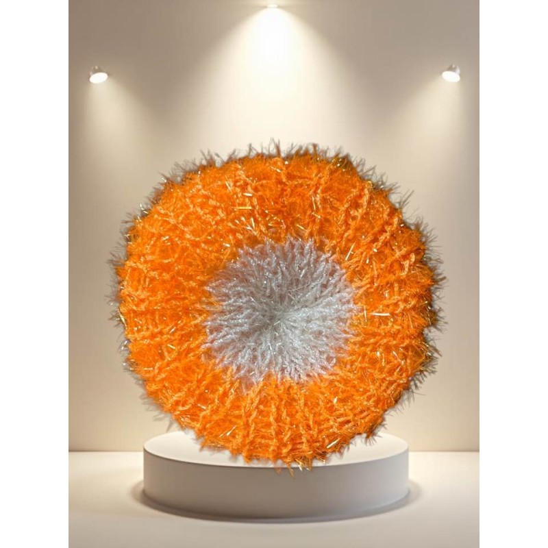 Eponge tawashi lavable orange fluo et blanche
