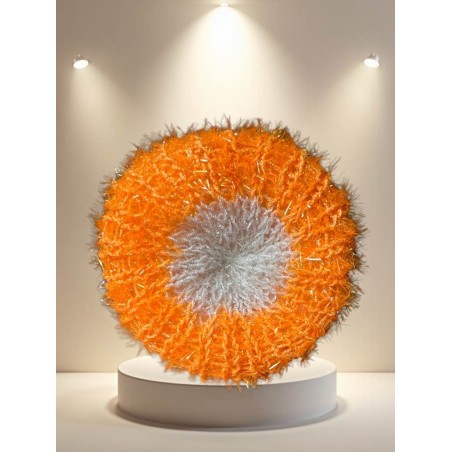 Eponge tawashi lavable orange fluo et blanche