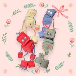 Petit Robot bleu en Coton